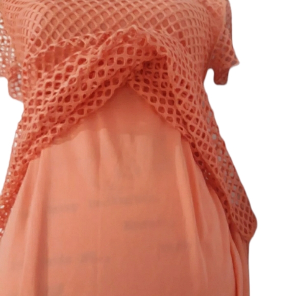 Womens sz Large Coral color Lined Net coverup swimsuit poolside Beachwear - Picture 5 of 6